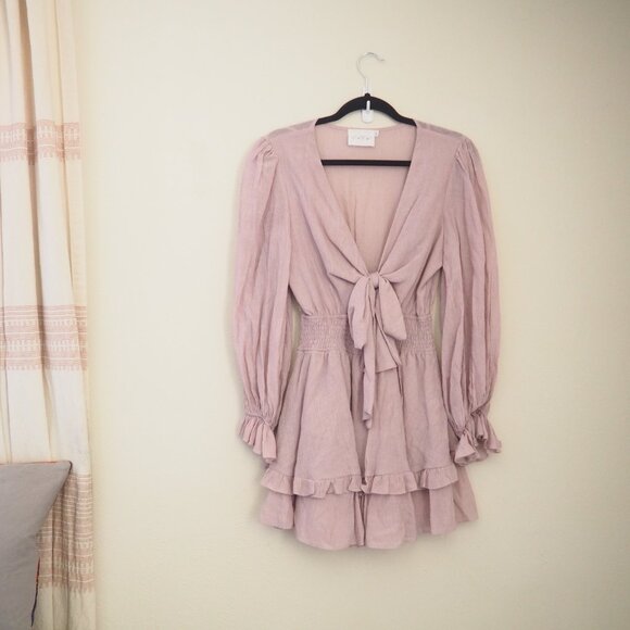 Elegant Lavender Tie-Front Dress - Picture 6 of 10